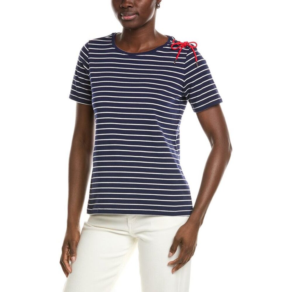 Jones New York Womens Shoulder Tie T-Shirt, Blue
